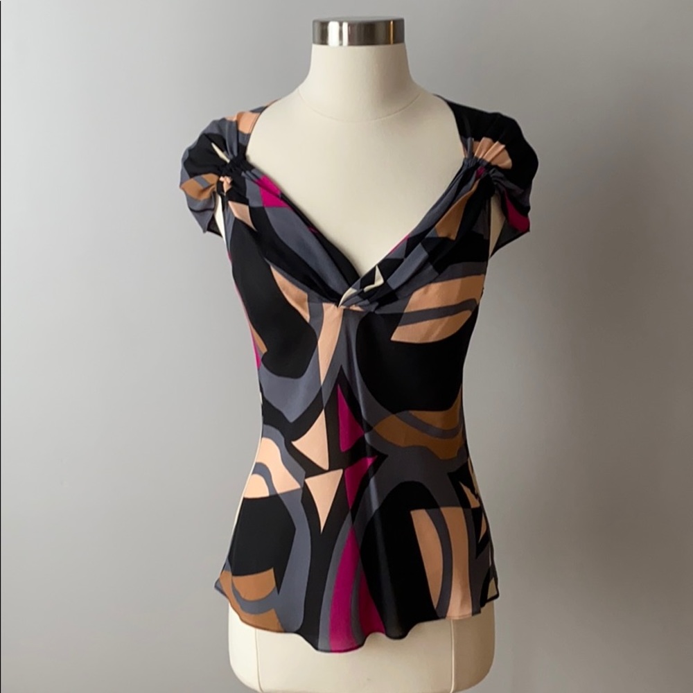 Silk geometric DVF top